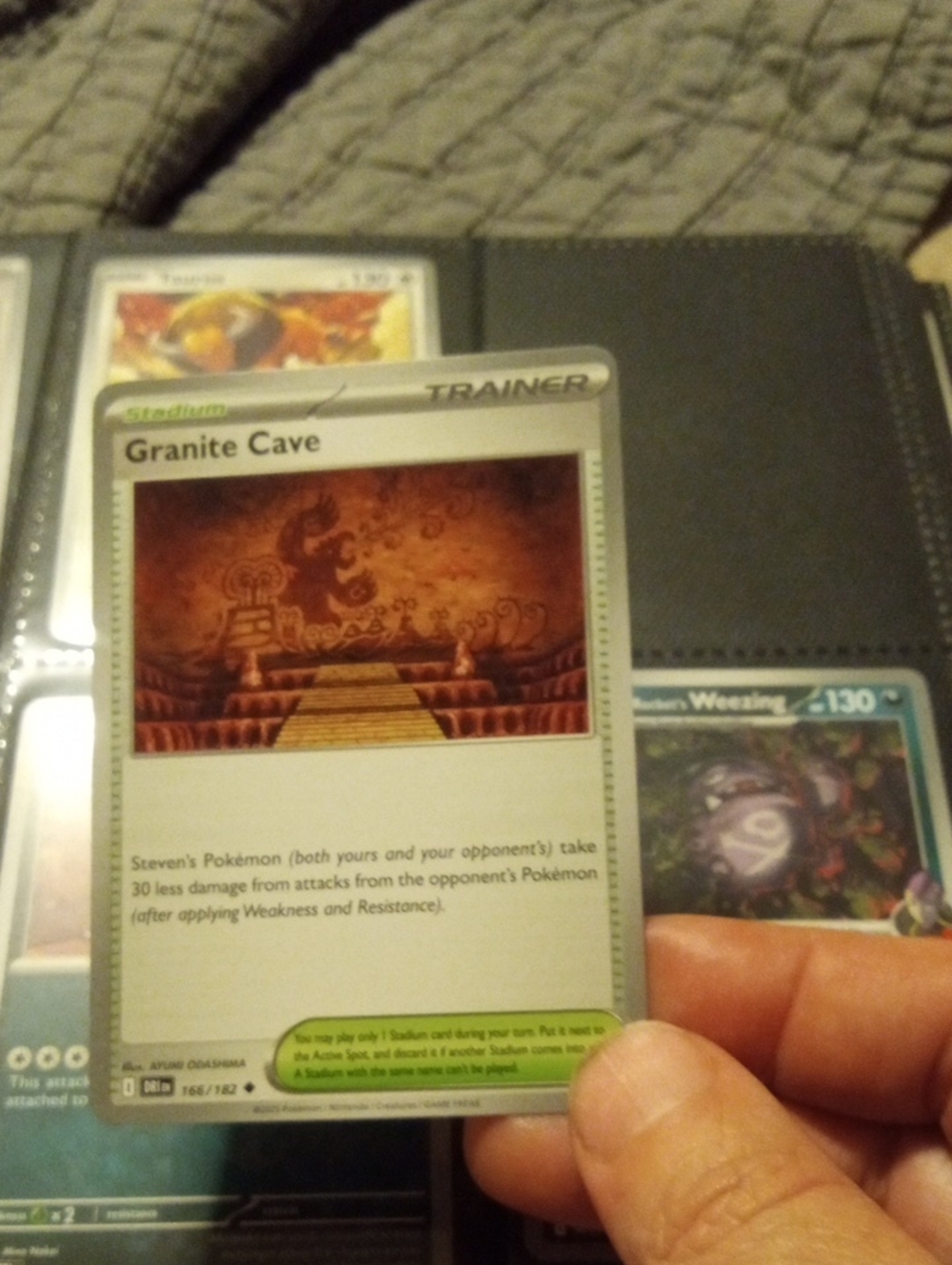 Pokemon Granite Cave Trainer Card - white, brown, green